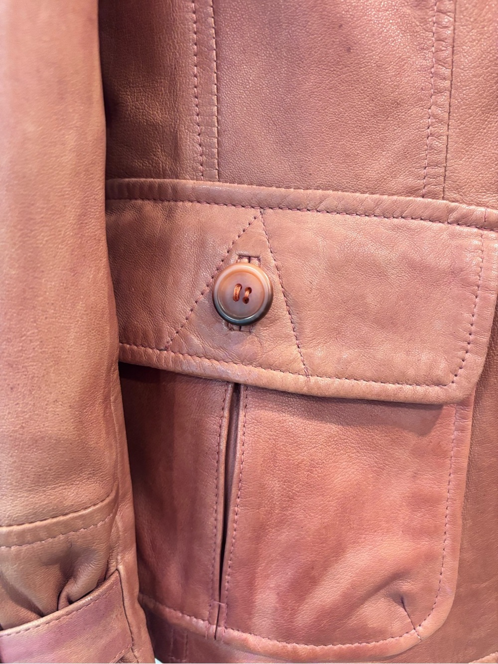 Danier genuine leather blazer jacket coral/dusty rose large button front - Picture 4 of 14